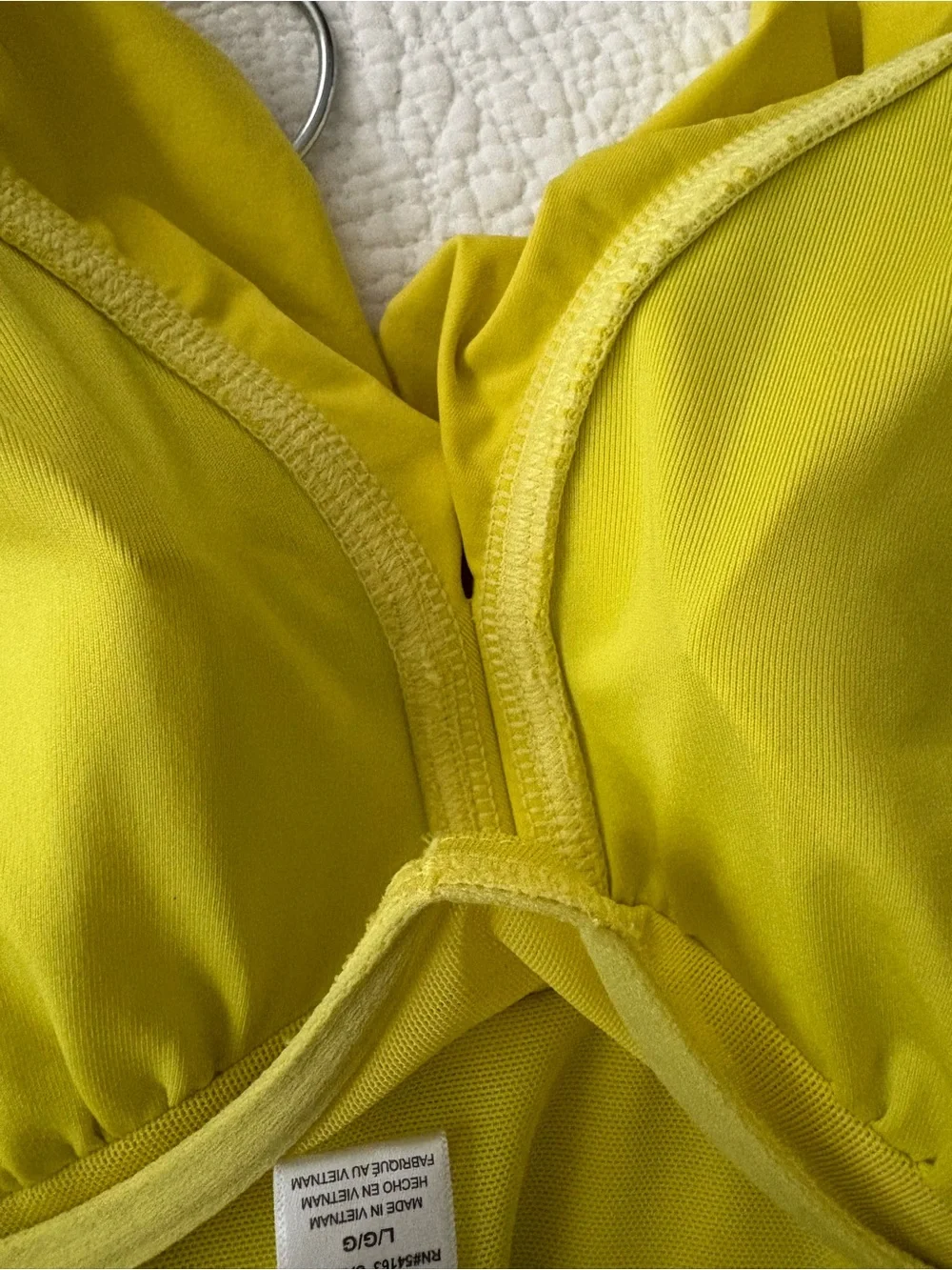 DKNY Ruffle Plunge Underwire Tummy Control Swimsuit. Bright Yellow size Large